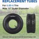 GICOOL 15x6.00-6 Tire and Inner Tube Set, TR-13 Straight Valve Stem, Replacement Riding Mower Front Wheel Assembly, 2 Pack