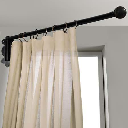 Swing Arm Curtain Rod, Black, 35.4'' Long, 1.1'' Diameter Pole, Rotate about 180 degrees, Detachable Ball Finial, 1 Piece