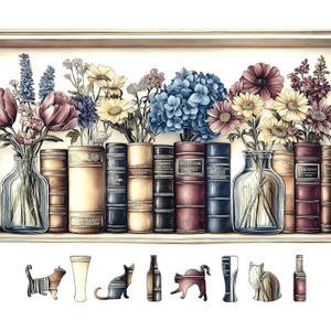 500 Piece Puzzles for Adults, Wildflower Vintage Book Collection and Flowers Jigsaw Puzzle for Adults, Family, Decoration, Party Game, Finished Size 23" x 15"