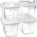 Glass Soup Containers with Lids 32 oz, 4 Cup Glass Storage Containers, Tall Borosilicate Glass Food Storage Containers for Lunch, Ice Cream, Travel and Deli, Soup Freezer Safe Containers with Lids