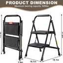 Valeo 2 Step Ladder, 2 Step Ladder for Adults with with Safe-Lock Design, Wide Anti-Slip Pedal, 500lbs Sturdy Steel Ladder, Step Stool Foldable with Cushioned Handle,Black