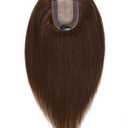Elailite Hair Toppers for Women Real Human Hair 5.1"x2.8" Silk Base 14 Inch Chocolate Brown 260427