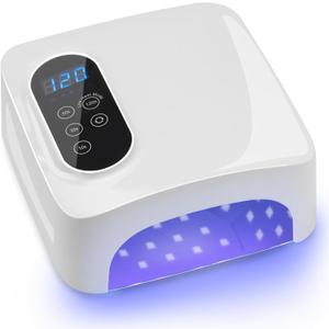 72W Cordless LED Nail Lamp, Rechargeable UV Nail Dryer for Gel Polish, Portable Manicure Light with 4 Timers, LCD Display, 36 LED Beads (White)
