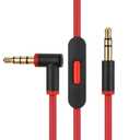 cipher Replacement Audio Cable Cord Wire,Compatible with Beats Headphones Studio Solo Pro Detox Mixr Executive Pill with in Line Mic and Control (Black Red)