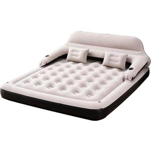  King Size Air Mattress with Headboard and Pillows, Inflatable Bed Blow Up Bed