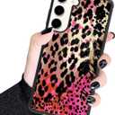 KANGHAR Case Compatible with Samsung Galaxy S24 5G,Black Leopard Design,Tire Texture Non-Slip +Shockproof Rugged TPU Protective Case for Galaxy S24-Pink Leopard