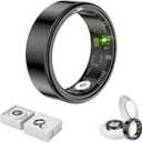 Smart Ring Health Tracker,Anillo Inteligente para Hombre,Health Rings for Women & Men,Long Lasting Batteries Sleep Ring (Black, 7#)