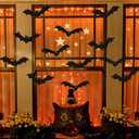 2 x 12PCS Halloween Hanging Bat Decorations with Glowing Eyes, Spooky Realistic Halloween Decorations for Yard Outdoor and Indoor Party Supplies (3 Styles)