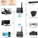 1Mii 2.4GHz (1 TX + 2 RX) Wireless Audio Transmitter and Receiver for TV, 20ms Ultra Low Delay RCA Out/in, 320 ft Range Wireless Adapter for Subwoofer to TV/PC/CD Player, 2 Receivers for Two Speakers
