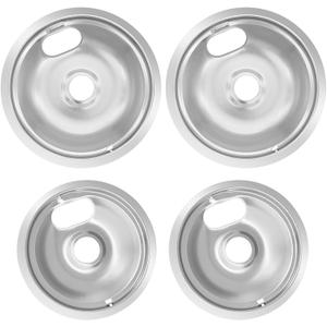 Upgraded Chrome Drip Pans Kits 4-Pack Reflector Bowls Compatible for Most Plug-in Electric Ranges Whirlpool Frigidaire Kenmore KitchenAid Amana Maytag SunRay Tappan and More(Packed Two 6"and Two 8")