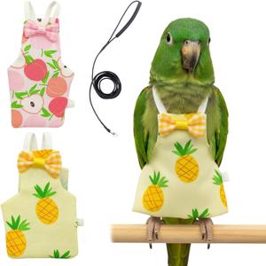 3 Pieces(Large) with Peach and Pineapple Patterns,Bird Diaper, Cotton Fabric, Waterproof Design, Easy to Clean, Comfortable Fit for Small Birds