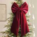 Christmas Decorations - Christmas Bows - 36x18 Inches Large Red Velvet Christmas Tree Topper - Burgundy Ribbon Gift Bows - Xmas Decor for Indoor Outdoor Home Wreaths Mantle Front Door Porch Wedding