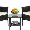 FDW Wicker Outdoor Furniture Patio Furniture Set of 3 Rattan Patio Chairs Outdoor Chairs Patio Conversation Set with Coffee Table for Yard Backyard Lawn Porch Poolside Balcony,Black (Black and Beige)