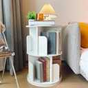 Heehee Wooden Rotating Bookshelf 360 Display Floor Standing Bookcase Storage Rack for Kids&Adults Multi-Functional Bookshelf Organizer (White (2-Tier))