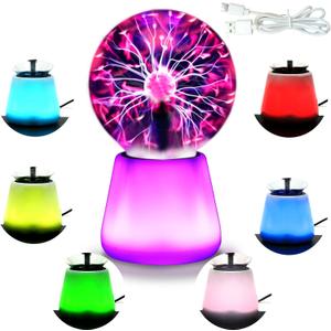 Plasma Ball Lamp Interactive Touch Lightning Globe 3 Inch Fun Lamp USB Powered 7 Color Changing Lights Mood Lighting Party Prop Gifts Space Decor Desk Decor.