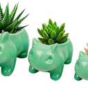 3 Pack Succulent Plant Pots, Ceramic Planters Mini Cute Animal Planters for Potted Plants Cactus Flowers Home Decor Crafts Gifts