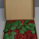 AmyHomie Artificial Flower Dark Red Rose 25pcs Real Looking Fake Roses w/Stem for DIY Wedding Bouquets Centerpieces Arrangements Party Baby Shower Valentines Day Christmas Tree Decorations