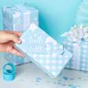 RUSPEPA Reversible Wrapping Paper Roll, Jumbo Roll, Baby Boy Blue and Plaid Pattern for Baby Boy or Neutral Gift Wrapping, Kids' Birthday Party and Baby Shower Wrap Paper, 30 Inches X 32.8 Feet