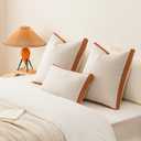 a moment Loop Yarn Linen-Like Pillow Cover Natural Soft Decorative Throw Pillow Case Farmhouse 12x20 Inch, Bohemian Textured Cushion Cover for Sofa Bed, Wrinkle-Resistant Home Decor Orange