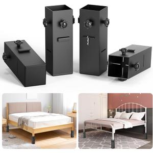 4 Pack Bed Risers, Adjustable to 3.2", 5.1" Heights, Risers for Bed Frame Heavy Duty Bed Risers for Metal Frame Supports up to 10000 Lbs