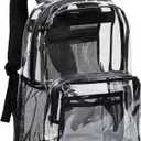 Vorspack Clear Backpack - Heavy Duty PVC Transparent See Through Backpack for College & Workplace (Large, Black)