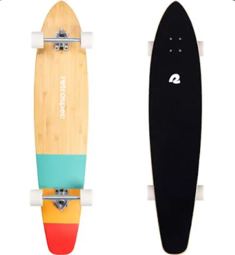 Retrospec Zed Longboard Skateboard Complete Cruiser  Bamboo & Canadian Maple Wood Cruiser w/Reverse Kingpin Trucks for Commuting, Cruising, Carving & Downhill Riding
