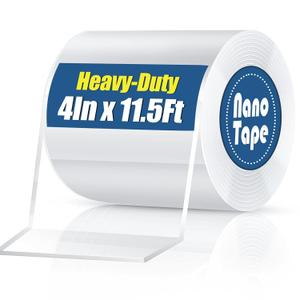 4In x 11.5Ft Double Sided Nano Tape, Heavy Duty Clear Mounting Tape, Extra Wide Reusable Adhesive for Posters, Carpets, Rugs, Picture Hanging