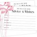 2 x Pink Bow Advice and Wishes Cards for the Mr and Mrs Watercolor Advice Cards Perfect for Guests Weddings Baby Shower Graduation Date Night Wedding Games Double-Sided Fill in Style 25 PCS - DH508
