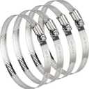 4 Inch (Diameter) Hose Clamp, 304 Stainless Steel Quick-Screw Dryer Vent Clamp, Adjustable 3.5 to 4.3 Worm Gear Hose Clamps for Air Ducting, Dust Collection, Automotive, 4 Pack