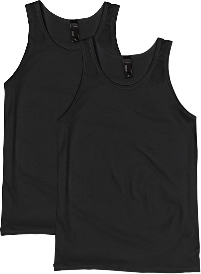 Hanes Mens Performance Tank, X-Temp Moisture-Wicking Tank Top, Solid Colors, 2-Pack (Medium, Black)