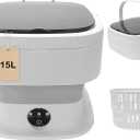Portable Mini Washer Machine, 15L Collapsible Travel Mini Washer and Dryer Combo, Portable Washing Machine and Dryer for Apartment. (Gray)