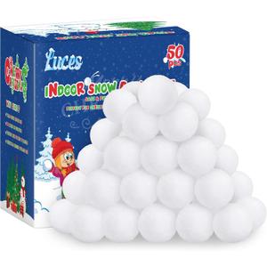 Luces 50 PCS Fake Snow Balls, Soft Snow Ball for Fight Indoor, Plush Winter Fight Balls for Outdoor Indoor Toss Game, Christmas Decorations Xmas DIY Accessories Snow Decor