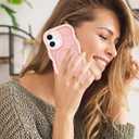 Jusy Butterfly Phone Case for iPhone 12/12 Pro, Compatible with MagSafe, Silicone Cute Butterfly Curly Wave Edge Phone Case, Slim Shockproof Protective Phone Cover for Women Girls, Pink