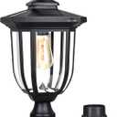 ST4322Q1 Solar Post Light Outdoor Waterproof Aluminum Solar Lamp Post Light 220LM Black for Lawn Yard Pathway Garden Entryways Driveway Balcony Post Decoration (Upgrade Higher Brightness)