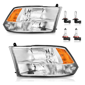 2010 2011 2012 2013 2014 2015 2016 2017 2018 Dodge Ram Headlight Assembly compatible with 10-18 Ram 1500/10-18 Ram 2500 3500 Chrome Housing Amber Reflector Headlamp Replacement