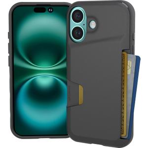 Smartish iPhone 16 Wallet Case - Wallet Slayer Vol. 1 [Slim + Protective] Credit Card Holder - Drop Tested Hidden Flip Card Slot Cover Compatible with Apple iPhone 16 - Black Tie Affair