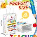 Kosiz 24 Pcs Teacher Appreciation Gift Bags Paper Thank You Teacher Party Favors Bags Pencil Ruler Apple Goodie Candy Treat Bag with Handles for Appreciation Week Party Decoration Supplies