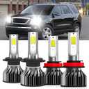 Lights Fit For GMC Acadia 2007-2012, H7 High Beam H11 Low Beam, High Power 6500K White Light, Plug & Play, Pack of 4