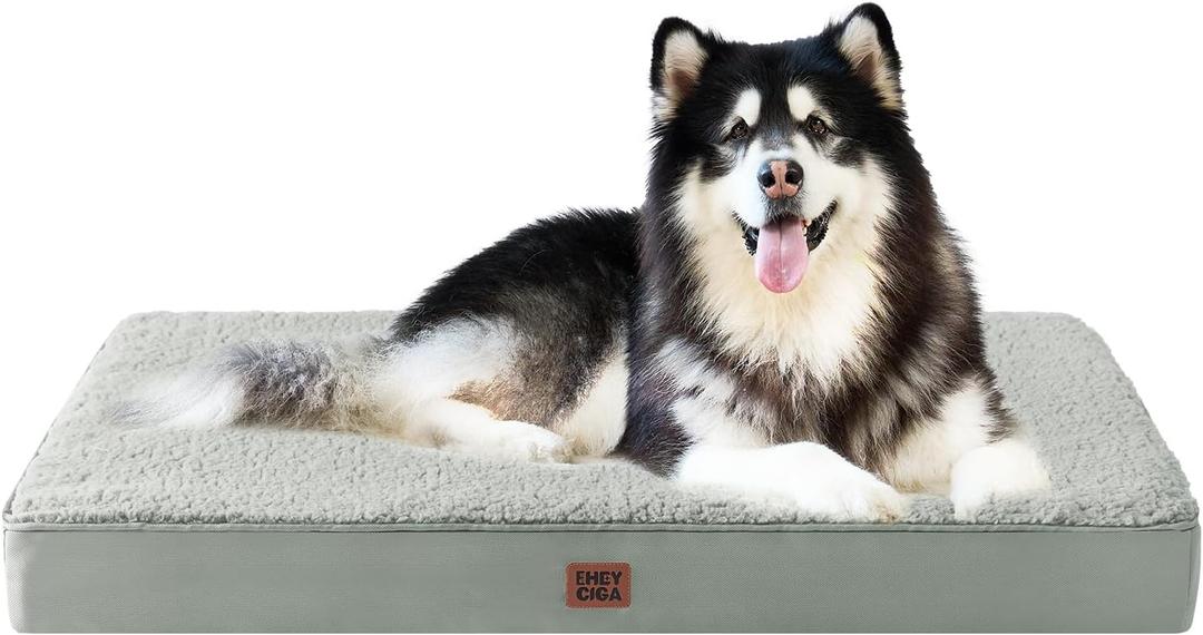 EHEYCIGA Orthopedic XXL Dog Beds for Jumbo Dogs with Removable Washable Cover for Crate, Greyish Green, 47x29