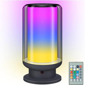 LUXSWAY LED Bedside Table Lamps with Remote Control,Desk Lamps with Timer Setting,Multi-Colors Led Table Night Light,Nightstand Warm White Light with Dimmable for Bedroom,Living Room(Black-1Pack)