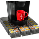 Sturdy Acrylic Coffee Pod Holder Organizer for K Cup, Under Brewer Sliding Drawer for K-cup, 36 Pods Storage for Kpods - Coffee Accessories for Keurig/Other Coffee Maker on Counter, Clear Black