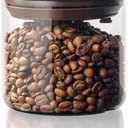 Borosilicate Glass Coffee Jar 600 ml  Pop Top Airtight Coffee Canister with CO2-Release Valve, 7 Oz Coffee Container for Ground Coffee, Brown