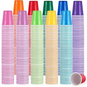 Eaasty 1000 Pcs Disposable Party Plastic Cups 10 Colors 5 Oz/150 ml Plastic Drinking Cups Assorted Colors Disposable Drinking Tumblers for Tasting, Birthday Parties, Picnic, BBQ, Wedding