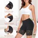 Slip Shorts for Under Dresses Women Anti Chafing Underwear Seamless Boyshorts Panties Lace Under Shorts (Black, L)