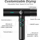 VGR 401 Negative Ionic Hair Dryer, Professional BLDC Motor Blow Dryer for Fast Drying, LED Display Low Noise Thermo and RPM-Control Hairdryer, Travel with Magnetic 1 Diffuser & 2 Nozzle, Black