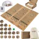 Horse Race Board Game, Portable Horse Racing Game with Rollable Cork Mat, 12 Solid Wooden Horses, 2 D12 & Cards, Travel Horse Game with Storage Bag, Travel Board Games for Family Nights Party Gifts