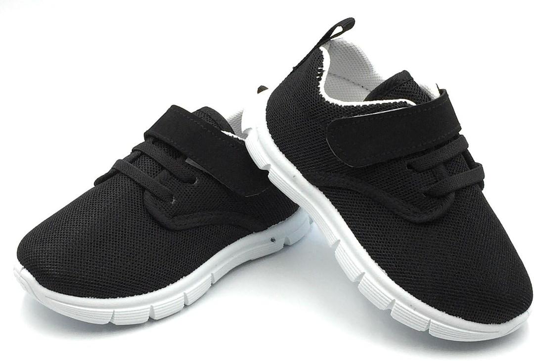 Toddler Sneakers  Wide Toe Box Barefoot Shoes for Boys & Girls, Breathable Mesh, Lightweight Non-Slip Walking & Running Shoes (Black)