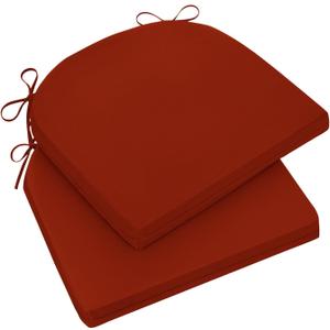 Outdoor Chair Cushions for Patio Furniture - Patio Chair Cushions Set of 2 - Water Resistant Round Corner Outdoor Seat Cushions 17"X16"X2", Brick Red