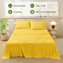 MCO Cooling Queen Sheets Set, Rayon Derived from Bamboo Sheets, Luxury & Silky Bedding Set with 16" Deep Pocket (Queen, Yellow)