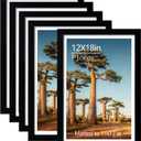 12x18 Picture Frame Set of 5, Black Poster Frame, Display Pictures 11 x 17 with Mat or 12 x 18 Without Mat for Horizontal or Vertical Wall Mounting, Wall Gallery Frame, 12x18-5PACK